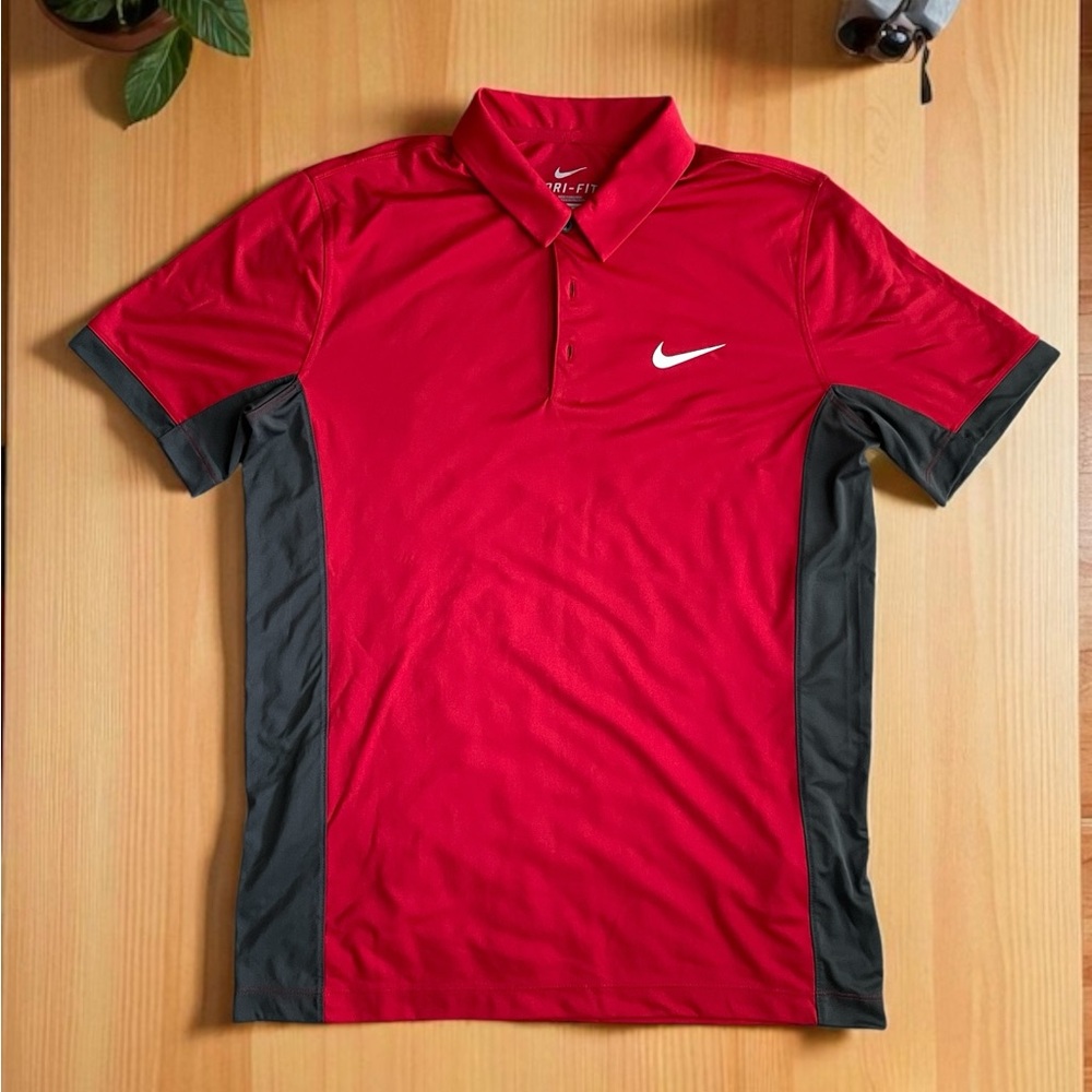 Nike Red and Gray Athletic Polo Shirt